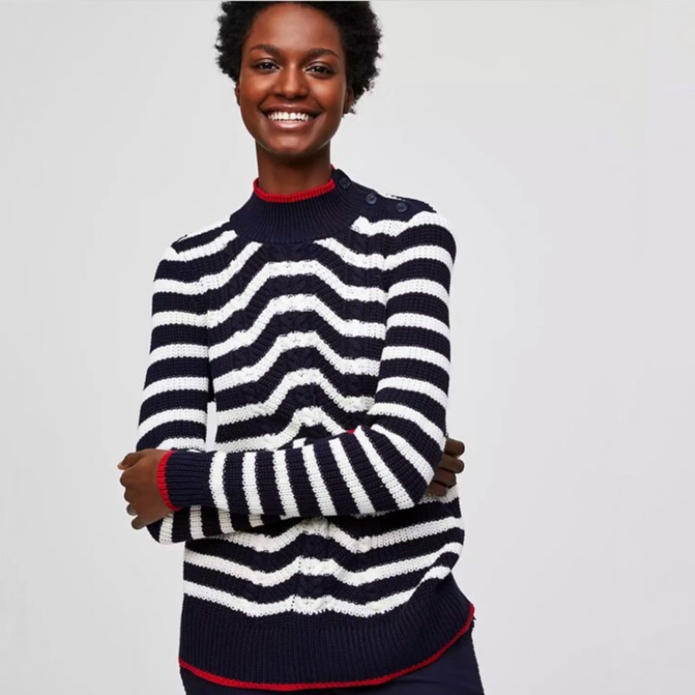 LOFT Nautical Cable Knit Sweater